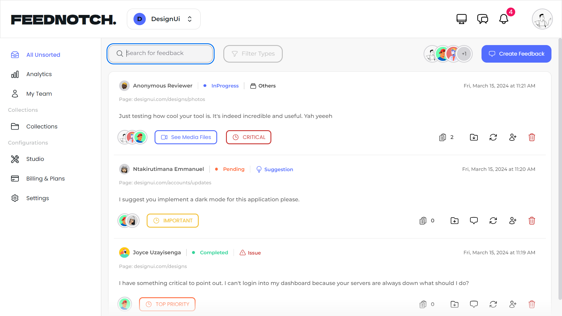 Feednotch - collect, manage and do alot with your product users feedback